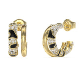Guess Gold Plated Stainless Steel 15mm Jungle Circle Enamel Hoop Earrings