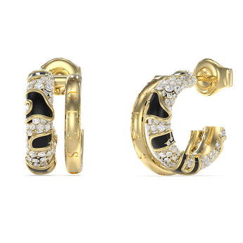 Guess Gold Plated Stainless Steel 15mm Jungle Circle Enamel Hoop Earrings