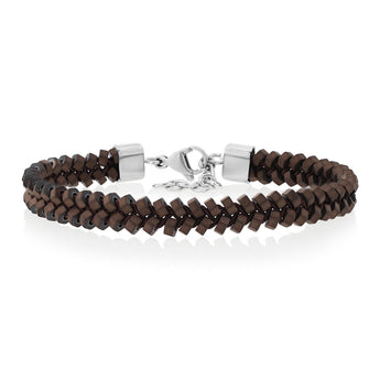 Forte Stainless Steel Hematite Matt Brown 19.5+3cm Bracelet