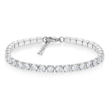Stainless Steel Cubic Zirconia Tennis 17+3cm Bracelet