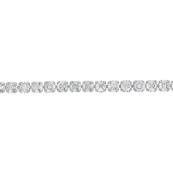Stainless Steel Cubic Zirconia Tennis 17+3cm Bracelet