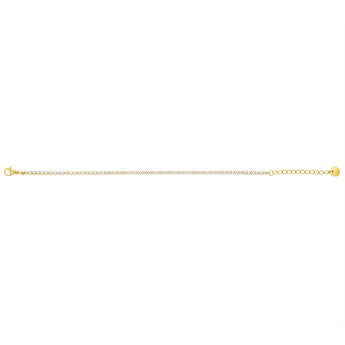 Stainless Steel Gold Plated 2mm Cubic Zirconia Tennis 17+3.5cm Bracelet