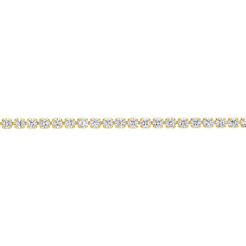 Stainless Steel Gold Plated 2mm Cubic Zirconia Tennis 17+3.5cm Bracelet