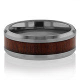 Forte Tungsten Central Koa Wood Inlay Polished Ring