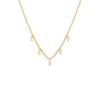 Rosefield Gold Playful Crystals Baguette Dangling Necklace
