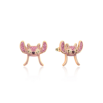 Disney Crystal Angel Yellow Gold Plated Stainless Steel Stud Earrings