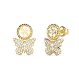 Guess Gold Plated Stainless Steel Borboleta & 4G 20mm Pendant Earrings
