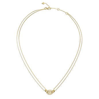 Guess Gold Plated Stainless Steel Marine Pave Link Necklace
