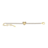 Guess Gold Plated Stainless Steel Pave Heart Tennis Bracelet