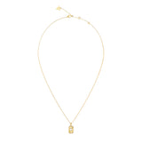 Guess Yellow Gold Plated Stainless Steel Crystal Love 21-Inch Tag Necklace