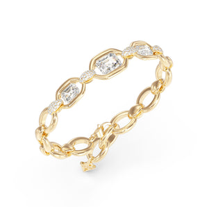 Guess Yellow Gold Plated Stainless Steel Radiosa Gemstone Maxi Bracelet
