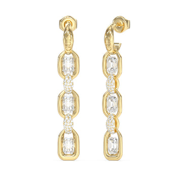 Guess Yellow Gold Plated Stainless Steel Radiosa 45mm Gemstone Long Pendant Earrings