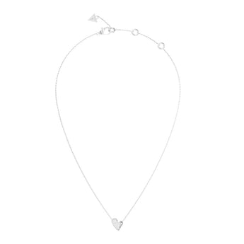 Guess Stainless Steel Golden Love 16-18-inch Fluid Heart Pave Necklace