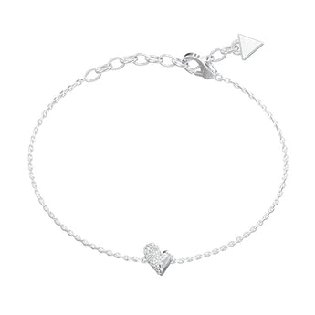 Guess Stainless Steel Golden Love 9mm Fluid Heart Pave Bracelet