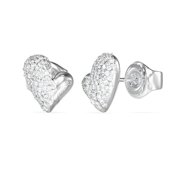 Guess Stainless Steel Golden Love 8mm Heart Crystal Stud Earrings