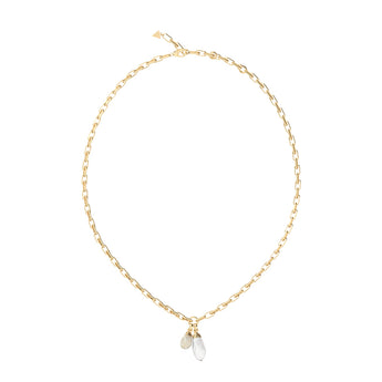 Guess Yellow Gold Plated Stainless Steel 16-18-inch Pearly Charm Necklace
