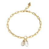 Guess Yellow Gold Stainless Steel Pearly Charm Bracelet