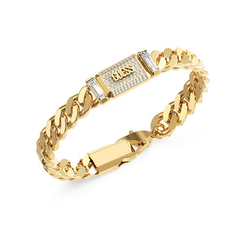 Guess Yellow Gold Plated Stainless Steel Barrio Supremo Tag Bracelet