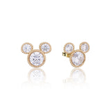 Couture Kingdom Disney Mickey Crimped Yellow Gold Plated Stainless Steel Stud Earrings