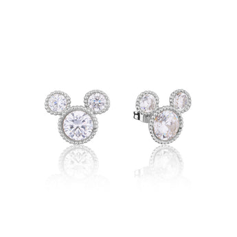 Couture Kingdom Disney Mickey Crimped White Gold Plated Stainless Steel Stud Earrings
