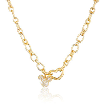 Couture Kingdom Disney Mickey Charm Yellow Gold Plated Stainless Steel Necklace