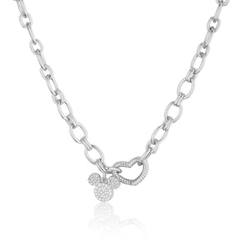 Couture Kingdom Disney Mickey Charm White Gold Plated Stainless Steel Necklace