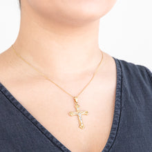 Load image into Gallery viewer, 18ct Yellow Gold &amp; White Gold Crucifix Pendant