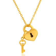 Load image into Gallery viewer, 9ct Yellow Gold Padlock Key Pendant