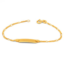 Load image into Gallery viewer, 9ct Solid Yellow Gold Figaro 5:1 link with ID 16cm Bracelet