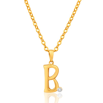 9ct Yellow Gold Pendant Initial B set with Diamond