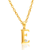 9ct Yellow Gold Pendant Initial E set with diamond