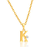 9ct Yellow Gold Pendant Initial K set with Diamond