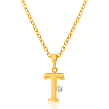 Load image into Gallery viewer, 9ct Yellow Gold Pendant Initial T set with diamond