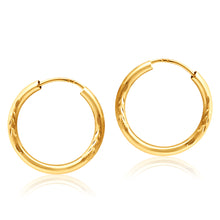 Load image into Gallery viewer, 9ct Yellow Gold Diamond Cut Hoop Earrings