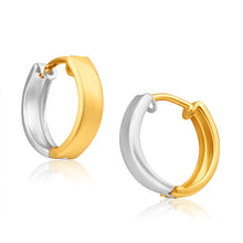 Load image into Gallery viewer, 9ct Yellow Gold &amp; White Gold Huggie Hoop Earrings