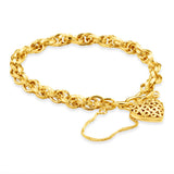 9ct Yellow Gold Twist Double Link Hollow Padlock 19cm Bracelet
