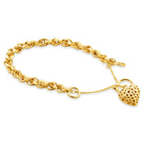 9ct Yellow Gold Twist Double Link Hollow Padlock 19cm Bracelet