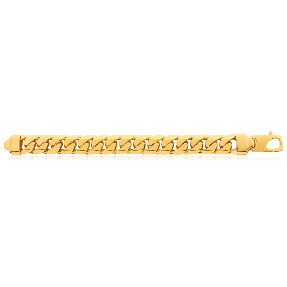 9ct Yellow SOLID Gold Heavy Curb 23cm Bracelet 550 Gauge