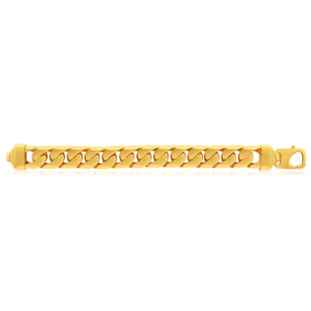 9ct Yellow SOLID Gold Heavy Curb 24cm Bracelet 650 Gauge
