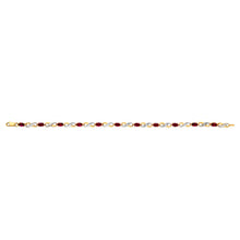 Load image into Gallery viewer, 9ct Yellow Gold Created Ruby and Diamond 18cm Infinity Bracelet