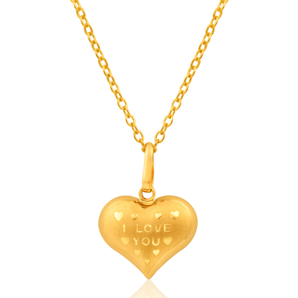 9ct Yellow Gold I Love You Pendant