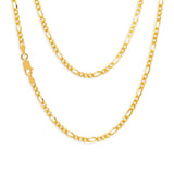 9ct Yellow Solid Gold Figaro 1:3 45cm Chain 80 Gauge