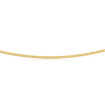 9ct Yellow Gold Curb Chain in 45cm 50 Gauge