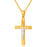 9ct Two Tone Gold Dicut Crucifix Pendant
