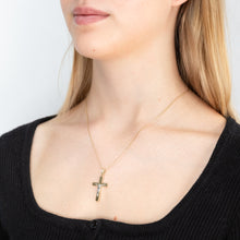 Load image into Gallery viewer, 9ct Yellow Gold &amp; White Gold Crucifix Pendant with Diamond cutting