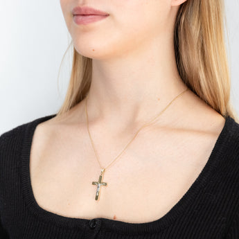 9ct Two Tone Gold Dicut Crucifix Pendant