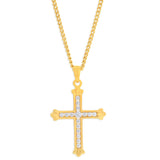 9ct Yellow Gold Cubic Zirconia 18mm Fancy Cross Pendant