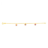 9ct Yellow Gold Pink and Purple Enamel Butterfly Baby 14cm Bracelet