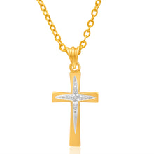 Load image into Gallery viewer, 9ct Yellow Gold Cross Diamond Pendant