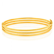 Load image into Gallery viewer, 9ct Yellow Gold Silver Filled Triple Greek Key Bangle